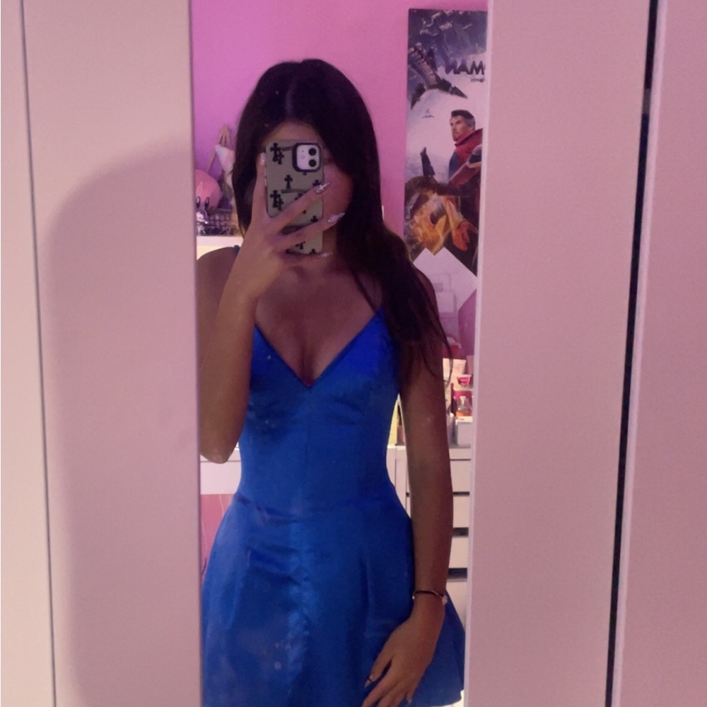 Bebe Royal Blue Satin Dress